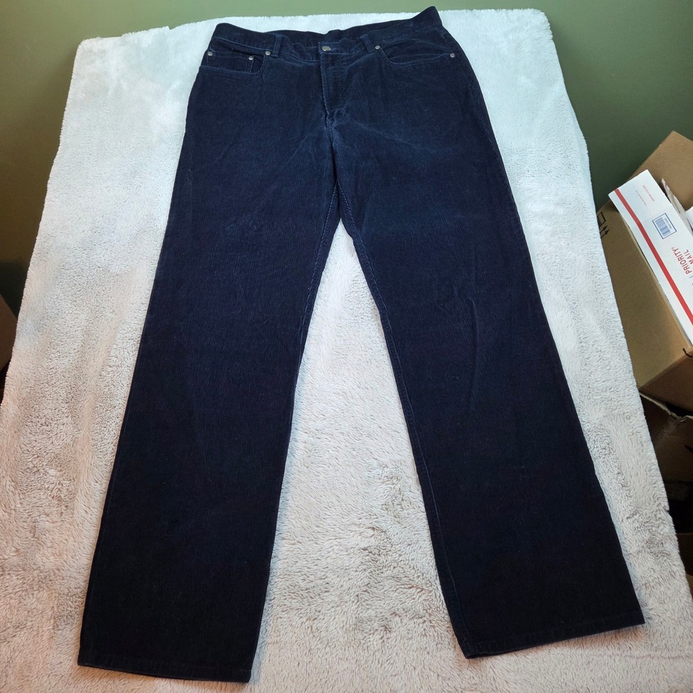 Brooks Brothers 346 Corduroy‎ Pants Mens 36x32 Navy Blue Straight Leg Cotton